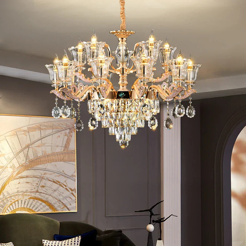 Luxury European Crystal Chandelier Living Room Lamp