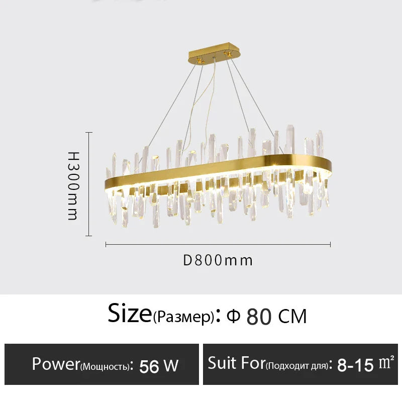 Luxury Crystal Dimmable Round Chandelier - Glossy LED Lighting