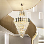 Crystal Chandelier Light: Villa Living Room Luxury Loft Spiral Staircase Long Chandelier