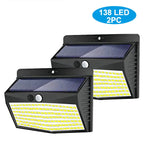 138 LED Solar Wall Lamp Security Motion Sensor 3 Modes Fence Yard Deck