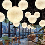 Nordic Moon Round LED Chandelier: Modern Living Room Dining Pendant Light for Bedroom Atmosphere