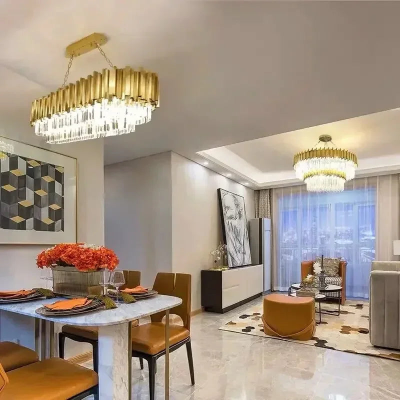 Crystal Ceiling Chandelier: Luxury Round LED Light for Living Room, Artistic Home Decor