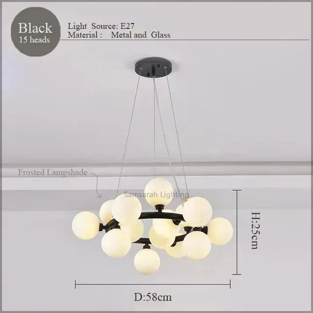 LED Glass Chandelier Pendant Lamp for Living Room Dining Room Lighting