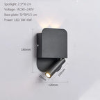 LED Wall Lamp USB Charging Bedroom Hotel Bedside Reading Sconce Switch