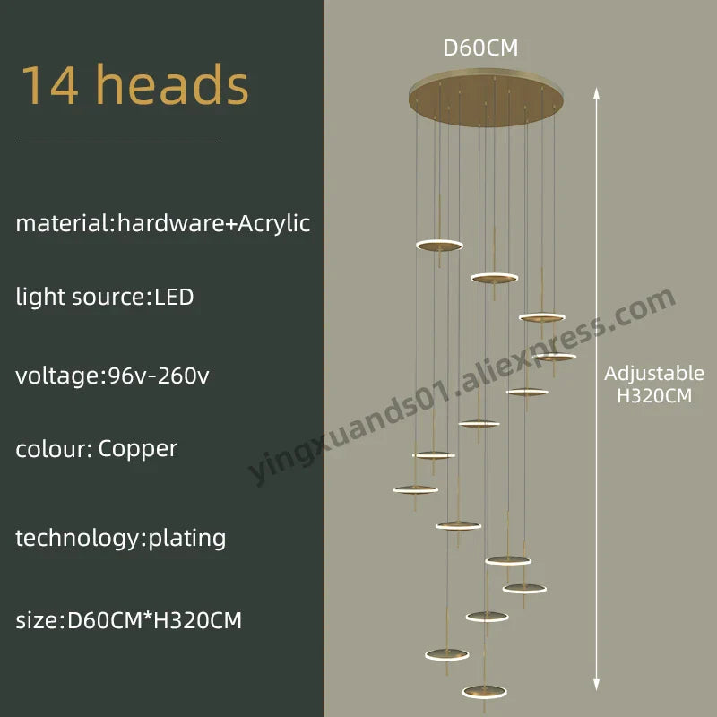 Nordic Black Gold Chandeliers LED Hanging Lamps Acrylic Suspension Loft Pendant Lights