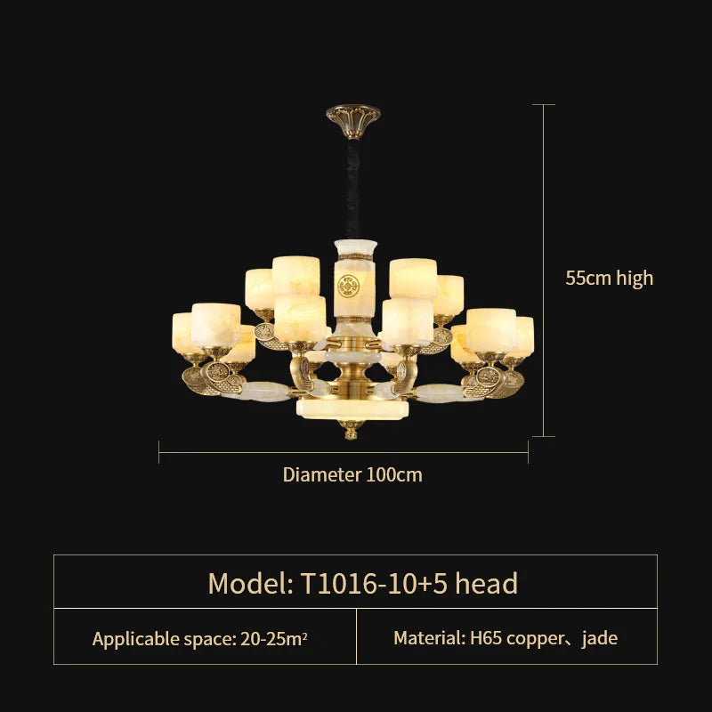 Zen Jade Chandelier: Modern Chinese Style Living Room Lamp for Villa, Restaurant, and Building