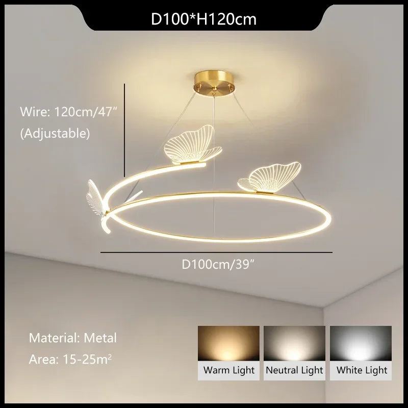 Modern Butterfly Chandelier Minimalist LED Pendant Light for Home Decoration