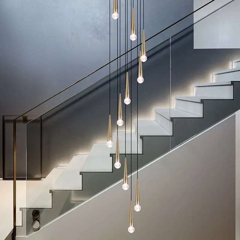 Modern Crystal LED Chandelier: Luxury Pendant Light for Staircase Suspension Island Display