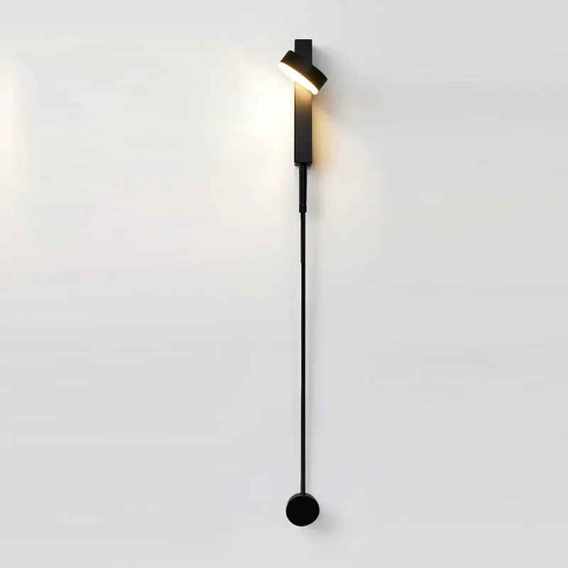 Black Rotating LED Wall Lamp for Bedroom, Stair, Aisle - Modern Indoor Lighting Fixtures