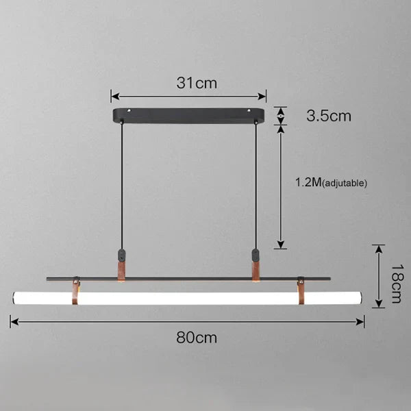 Lucien Tube Chandelier Black Gold Leather Pendant Light Fixture