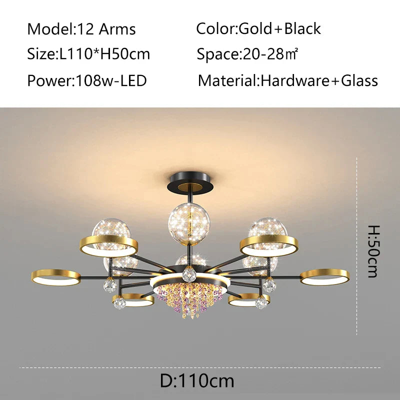 Nordic Glass Ball LED Ceiling Light for Bedroom Living Room Decoration Indoor Lighting
