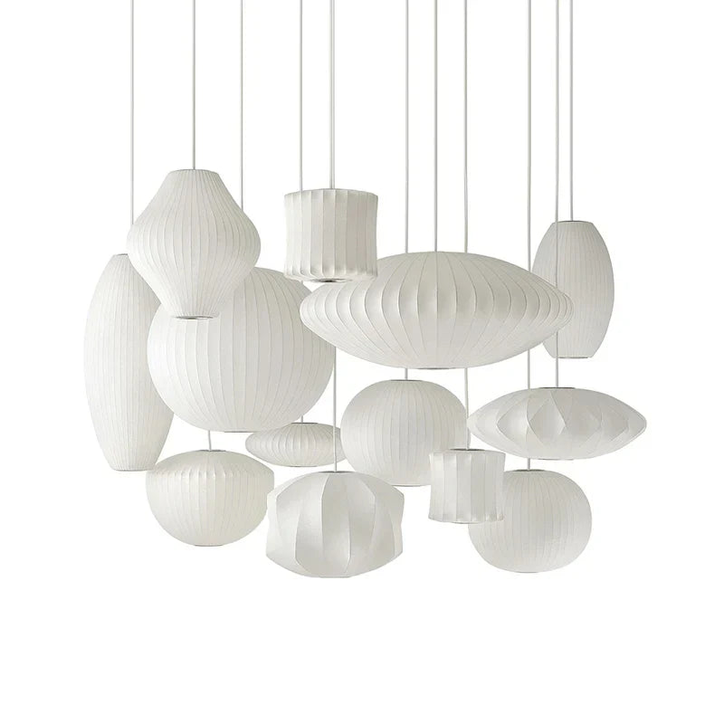 Tatami Fabric Shade LED Pendant Lights for Living Dining Bedroom