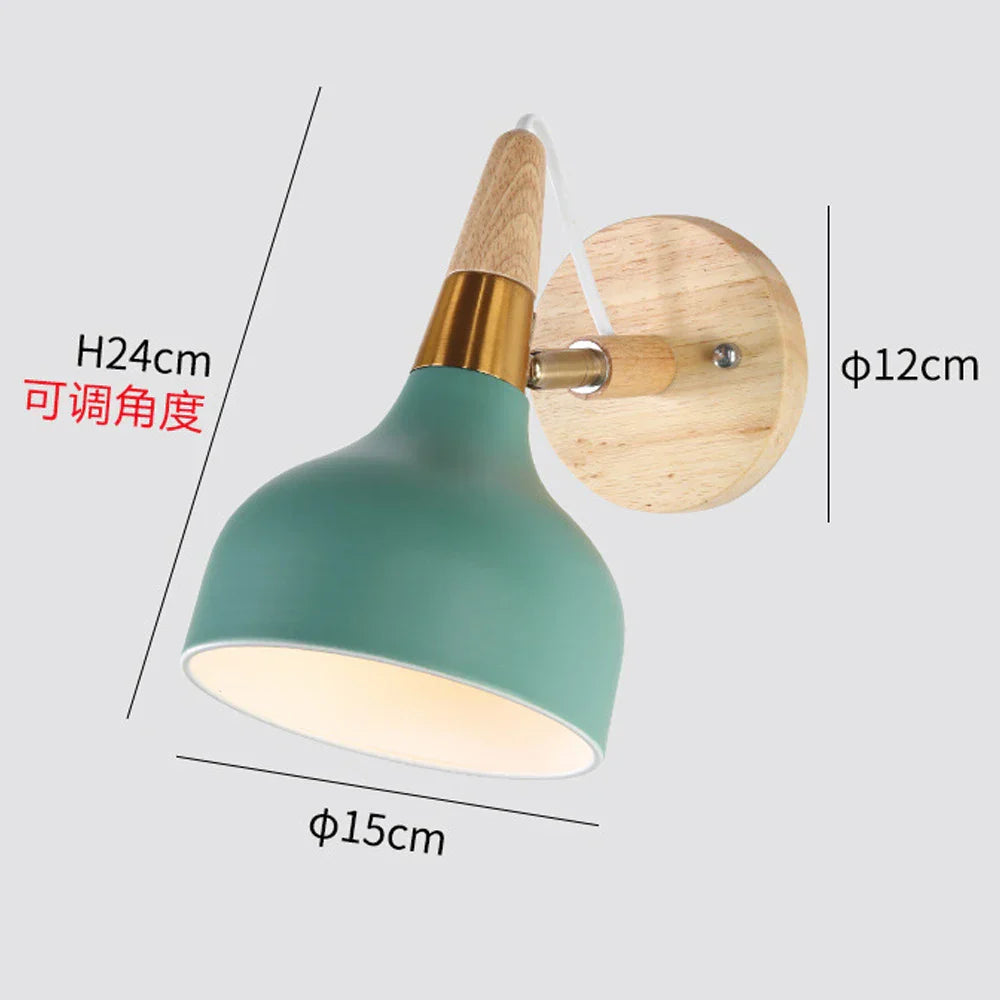 Modern Nordic Wood Wall Lamp Sconce Light LED Indoor Lighting Bedroom Living Room