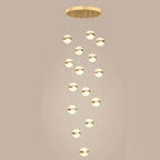 Gold Acrylic Chandelier - Modern Staircase LED Lighting