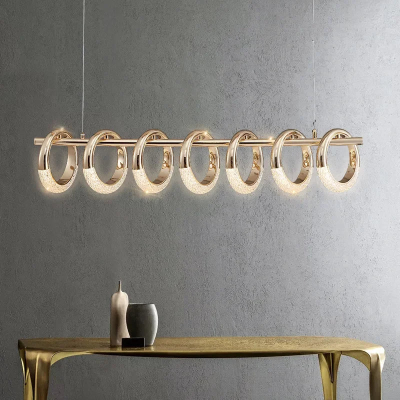 Gold Acrylic Circle Ring LED Pendant Chandelier