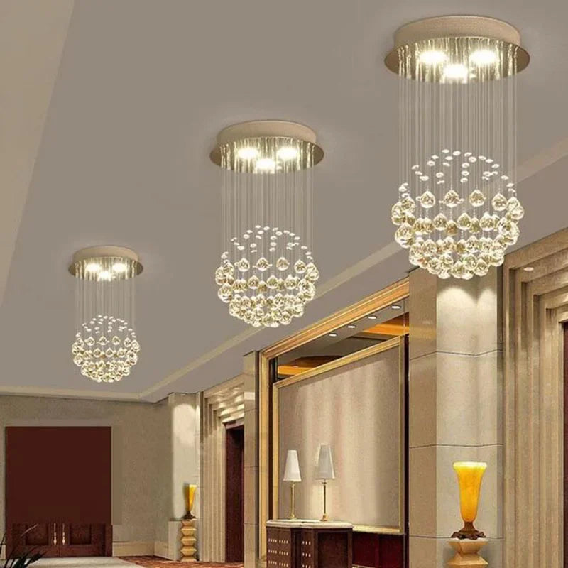 Crystal Ball Ceiling Chandelier: Elegant LED Light Fixture for Home Decor