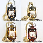 Vintage Kerosene Pendant Light Fixture with Hemp Rope for Home Decor