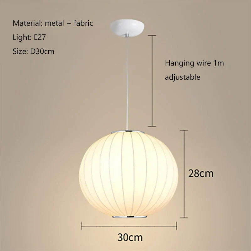 Tatami Fabric Shade LED Pendant Lights for Living Dining Bedroom