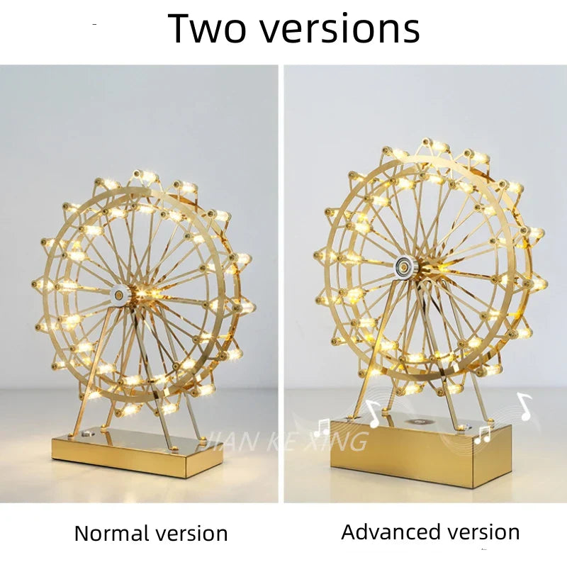 LED Ferris Wheel Table Lamp for Bedroom Decor Stainless Steel Night Light