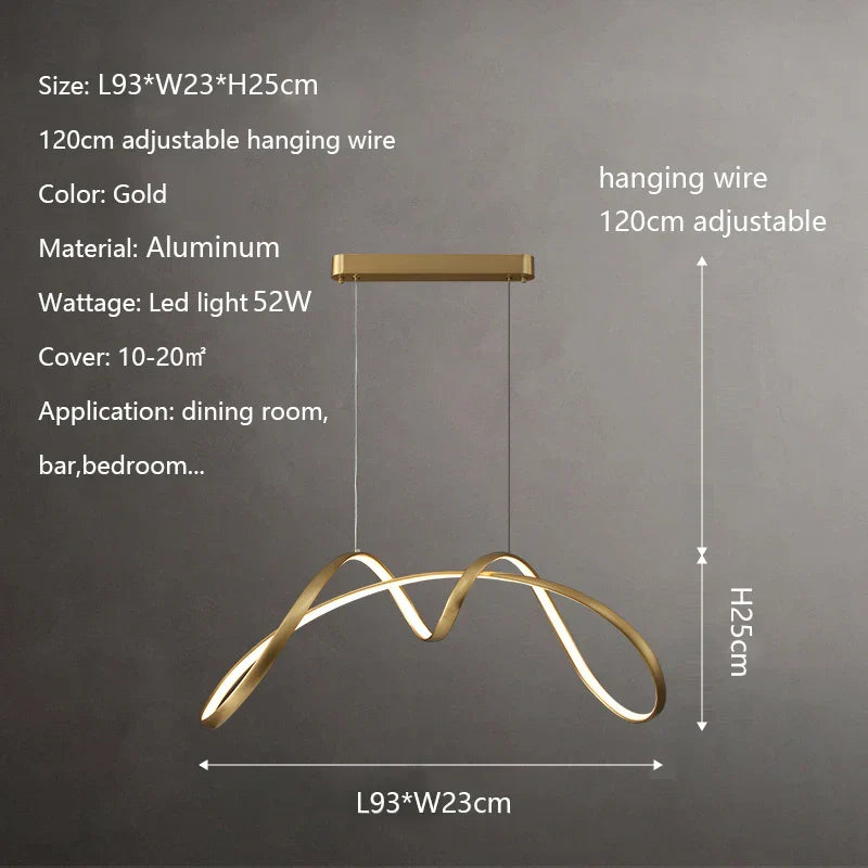 Modern Copper LED Chandelier for Dining Room and Bedroom Lighting