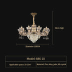 Luxury European Villa Crystal Chandelier for Living Room, Dining, Bedroom