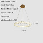 Nordic K9 Crystal Round LED Chandelier for Home, Hotel, & Office
