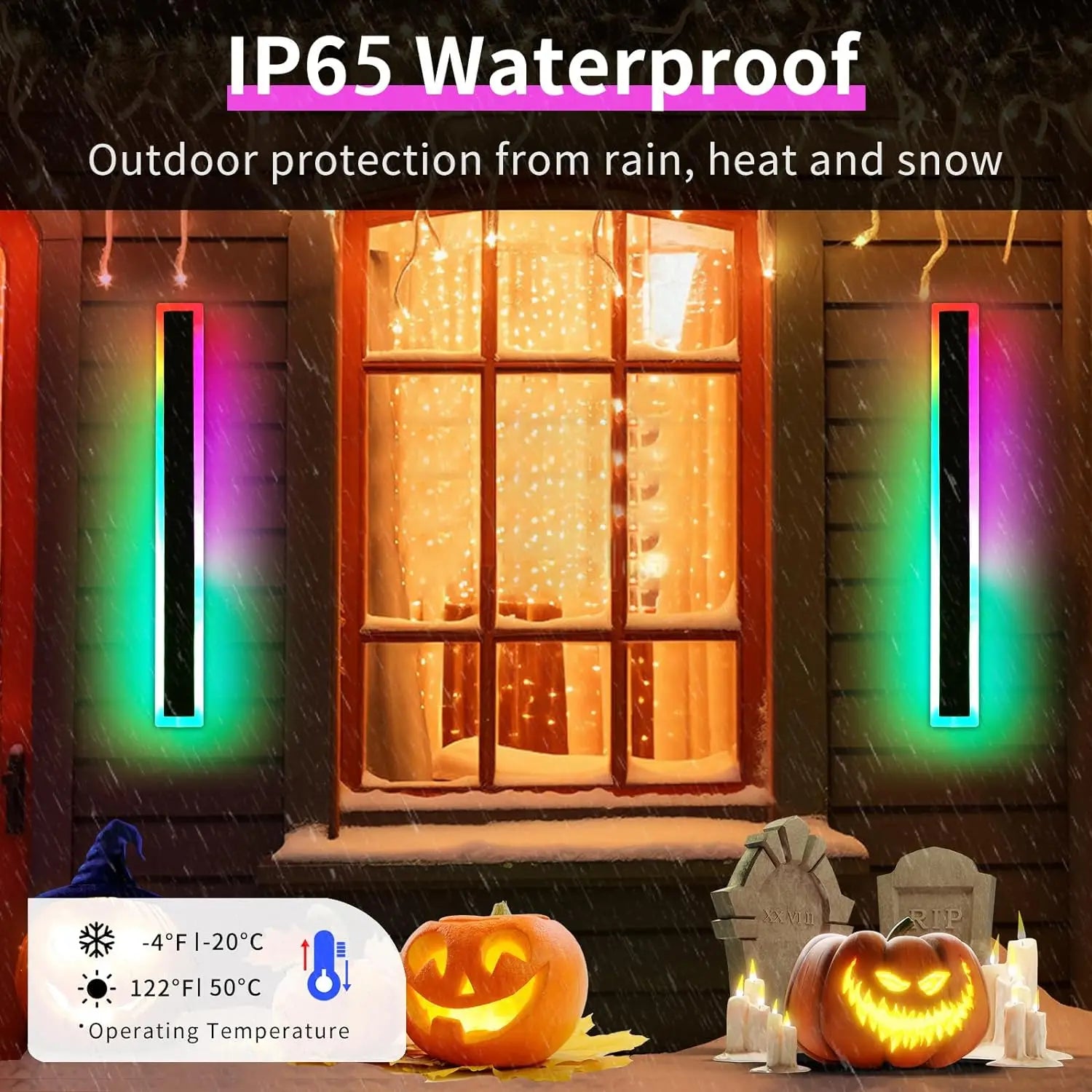 RGB LED Outdoor Wall Lantern Sconce IP65 Waterproof 7-Color Dimmable Light