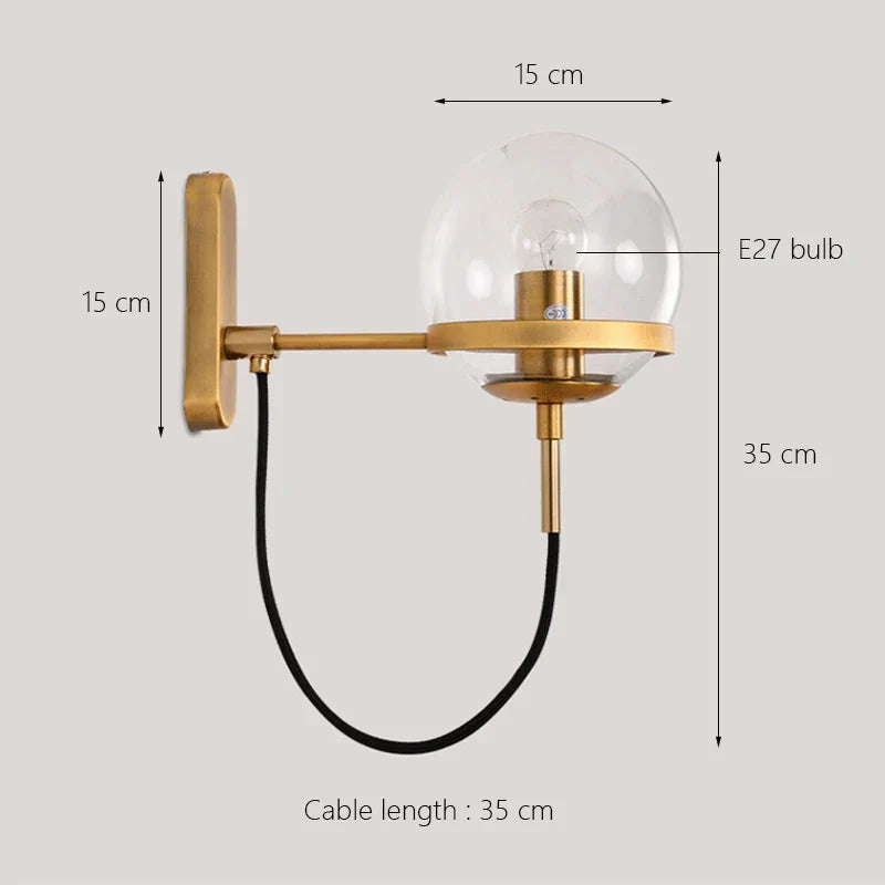 Glass Shade Wall Sconce Lamps for Hotel Bedroom LED Lights