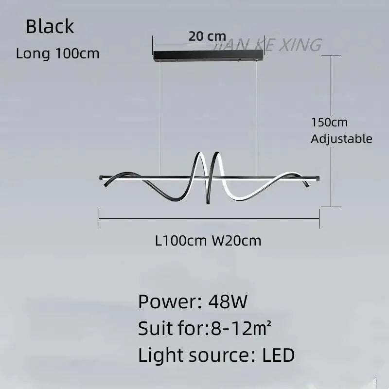 Modern Curved Dining Table Pendant Lamp LED Suspension Lighting