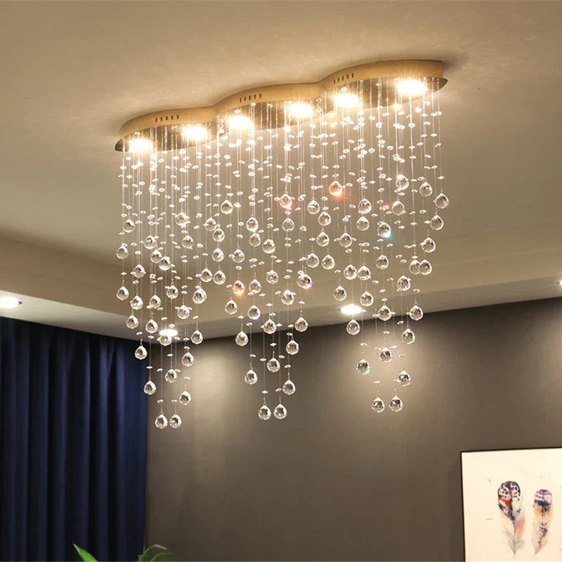 Oval Crystal Chandeliers for Living Room and Bar Lighting