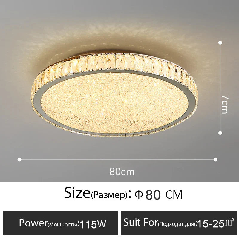 Crystal LED Ceiling Lamp: Luxury Golden Glossy Lighting Fixture for Living Room