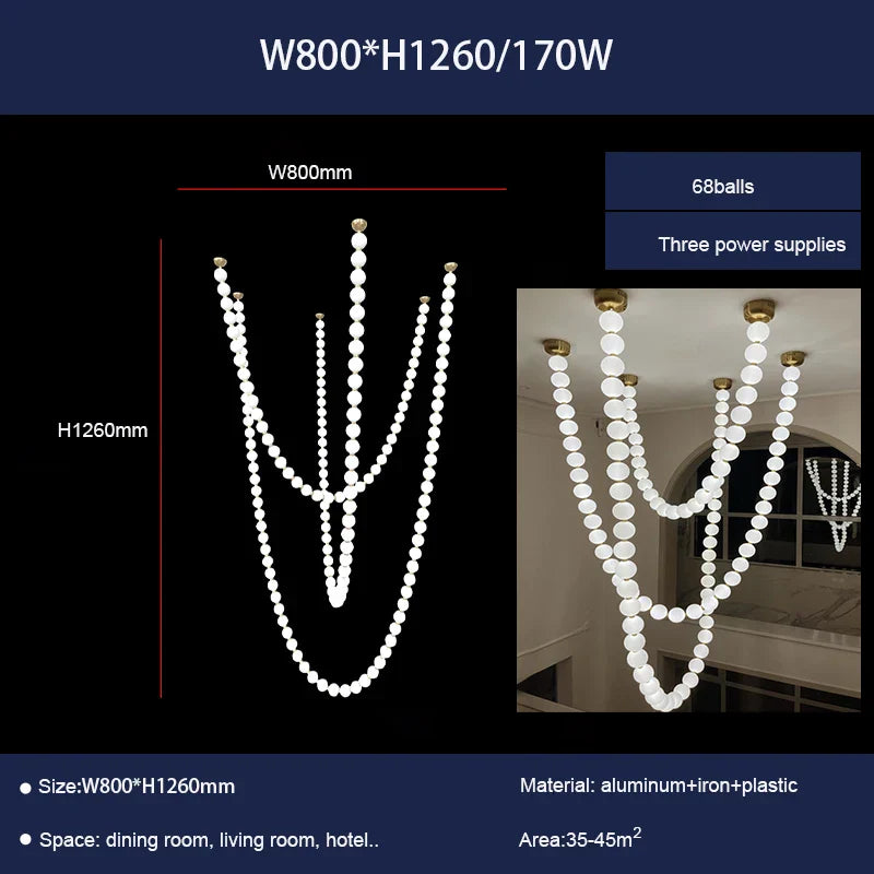 Pear Necklace Chandelier: Luxury Pendant Light Fixture for Living & Dining Rooms