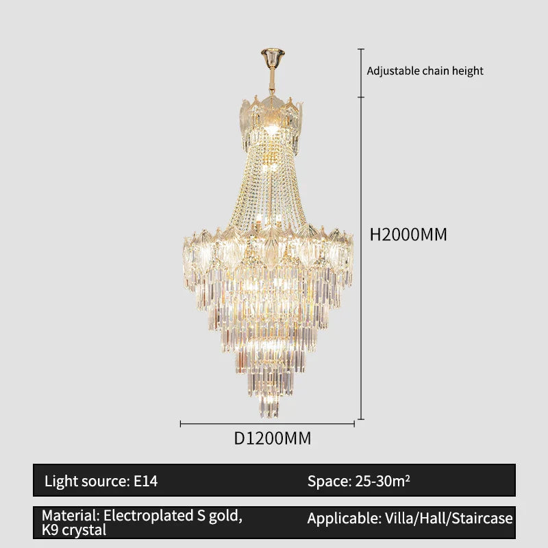 Elegant Crystal Duplex Chandelier for Livingroom, Hotel, and Villa