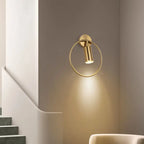 Brass Gold Ring Adjustable LED Wall Sconce Light for Home Hotel Corridor