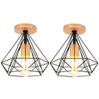 Retro LED Ceiling Light: Industrial Vintage Fixture for Bedroom, Porch, Aisle - E27 Metal Cage