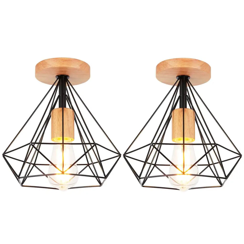 Retro LED Ceiling Light: Industrial Vintage Fixture for Bedroom, Porch, Aisle - E27 Metal Cage