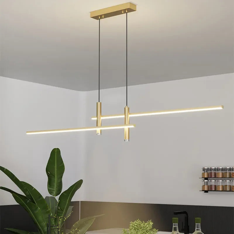 Modern Minimalist Gold Black Dining Table Chandelier for Kitchen & Dining Room