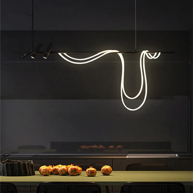 Nordic Hose LED Chandelier - Black Pendant Lamp for Dining Room