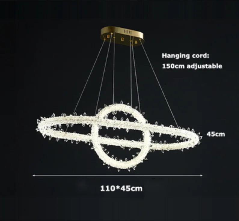 Crystal Flower LED Chandelier Round Ring Pendant for Dining Living Room Lighting