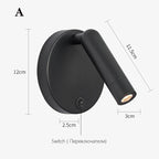 Modern Nordic Wall Lamp Sconce Black Brass Rotating Reading Light 3W