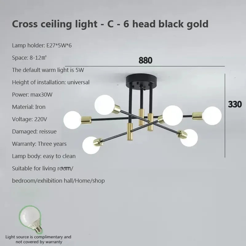LED Ceiling Chandelier: Modern Light Fixture for Living Room, Bedroom, Hall - Indoor Home Decor