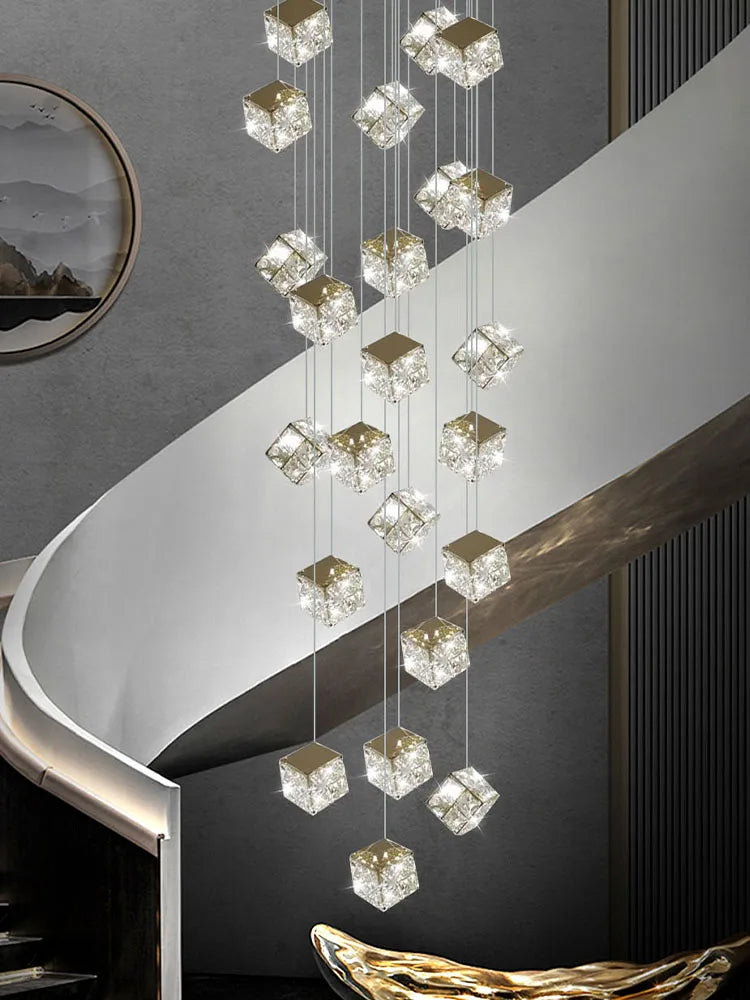 Crystal Modern Chandelier for Living Room Luxury Loft LED Lighting Staircase Chandelier