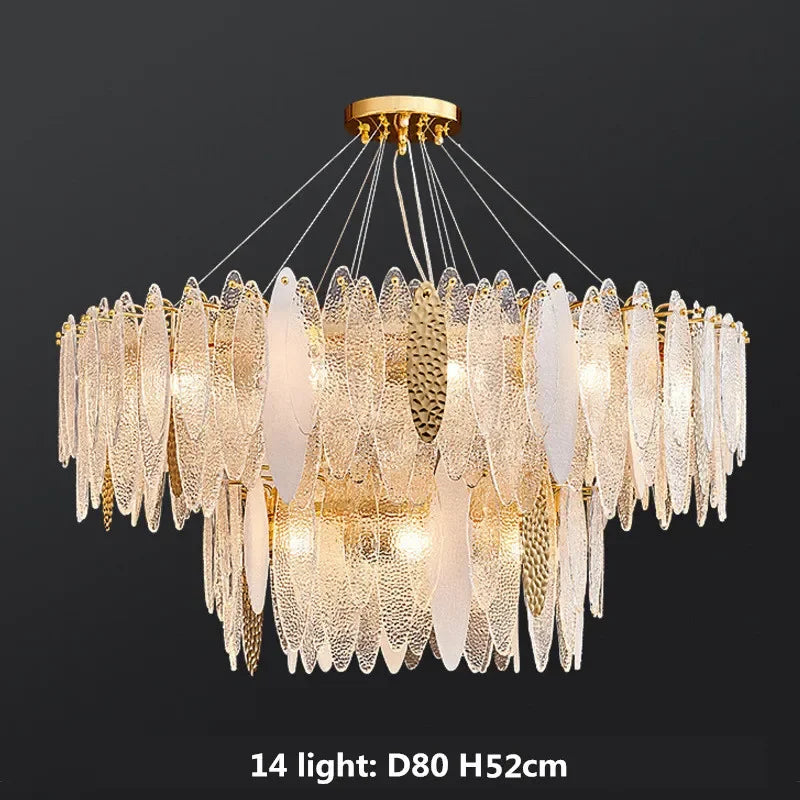 Gold Metal Chain LED Pendant Lights for Modern Luxury Living Room