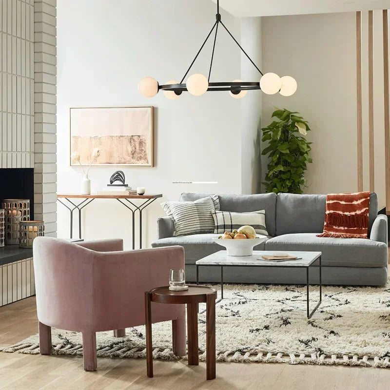 Glass Ball Chandelier LED Hanging Lamp Modern Nordic Style Pendant Light