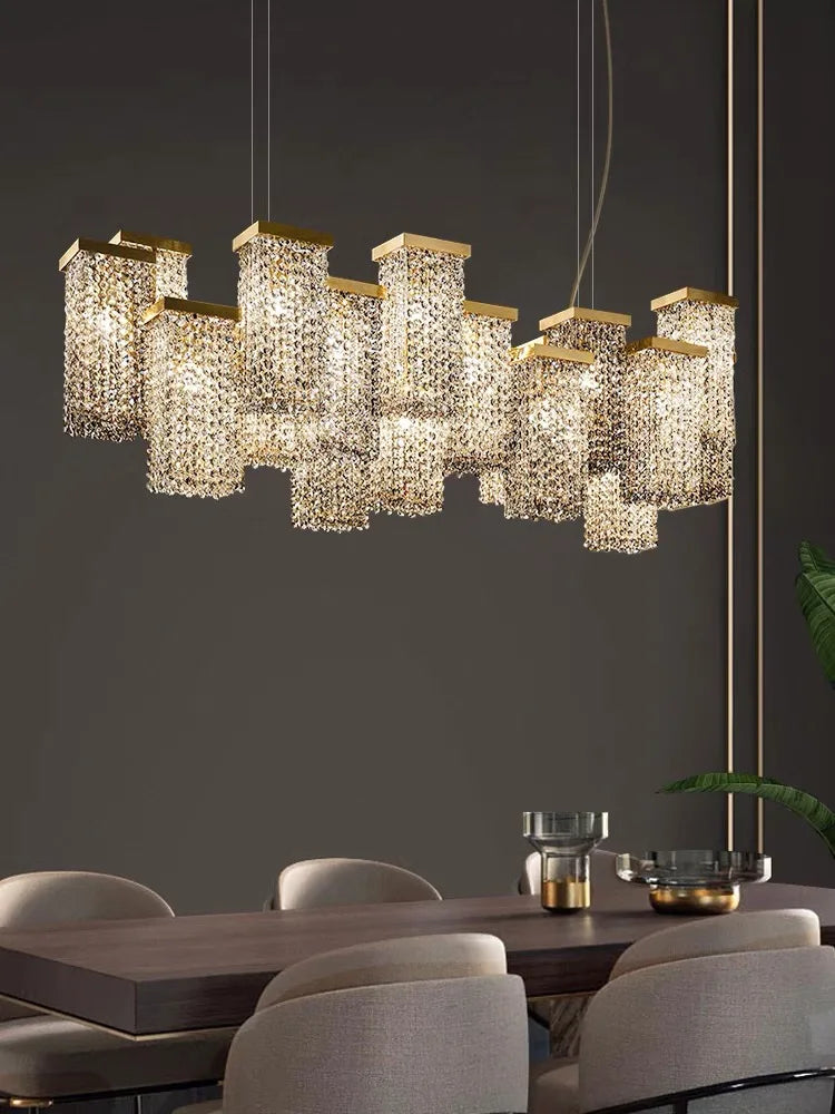 Modern Luxury Crystal Pendant Chandelier for Dining Room and Bar