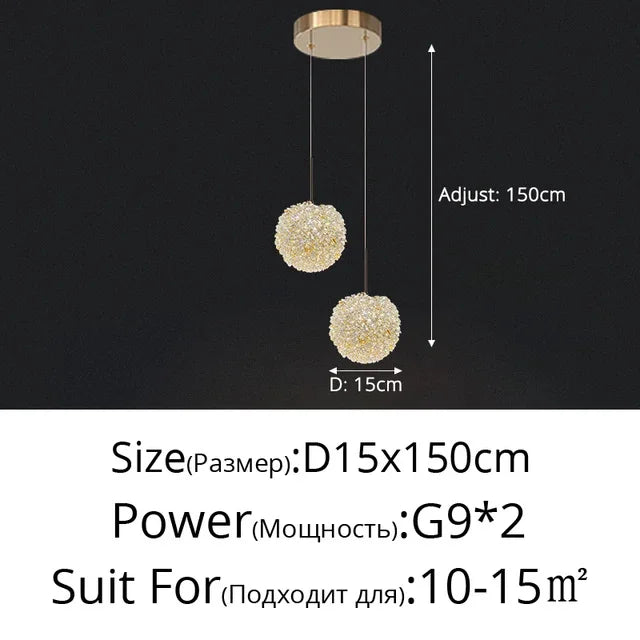 Crystal Ball Pendant Chandelier for Bedroom Bar Deco