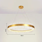 LED Crystal Pendant Light: Modern Nordic Round Chandelier with Dimmable Gold Finish
