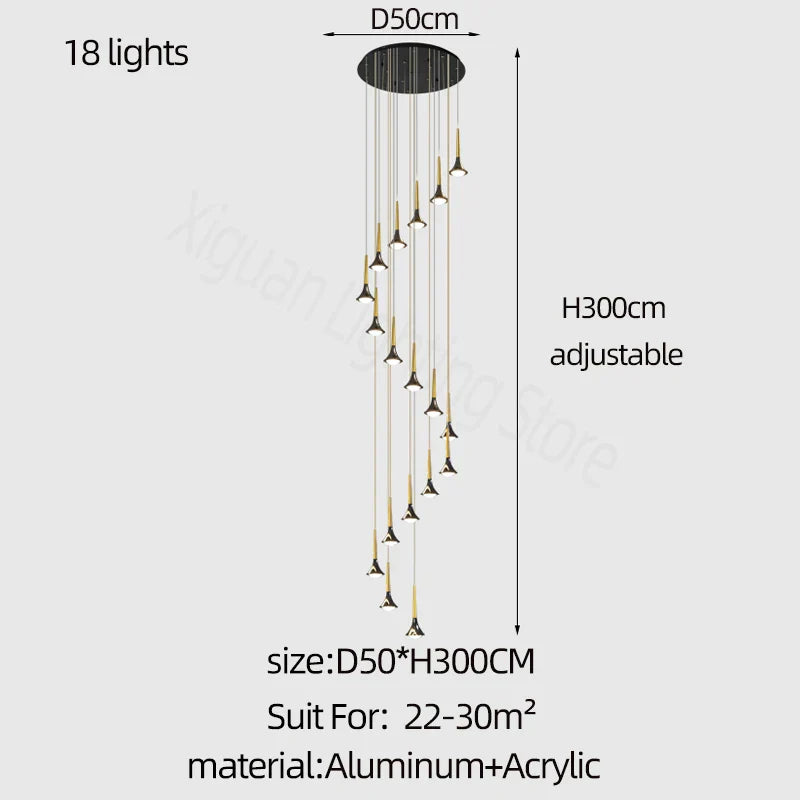 Modern Fashion Long-Line Chandelier for Living & Dining Rooms