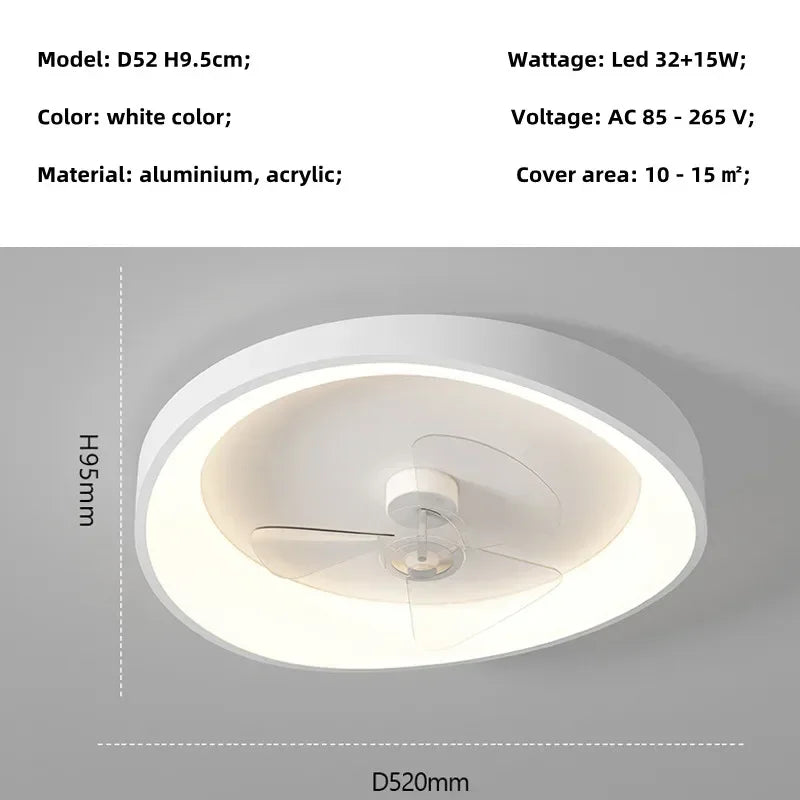 Nordic Style Bedroom LED Ceiling Fan Light White Modern Luminarias Pendant Fixtures