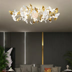 Ginkgo Leaf Acrylic Metal LED Ceiling Chandelier for Home Living Room
